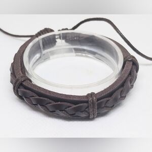 Men's Bracelet Leather Braided Brown New f34